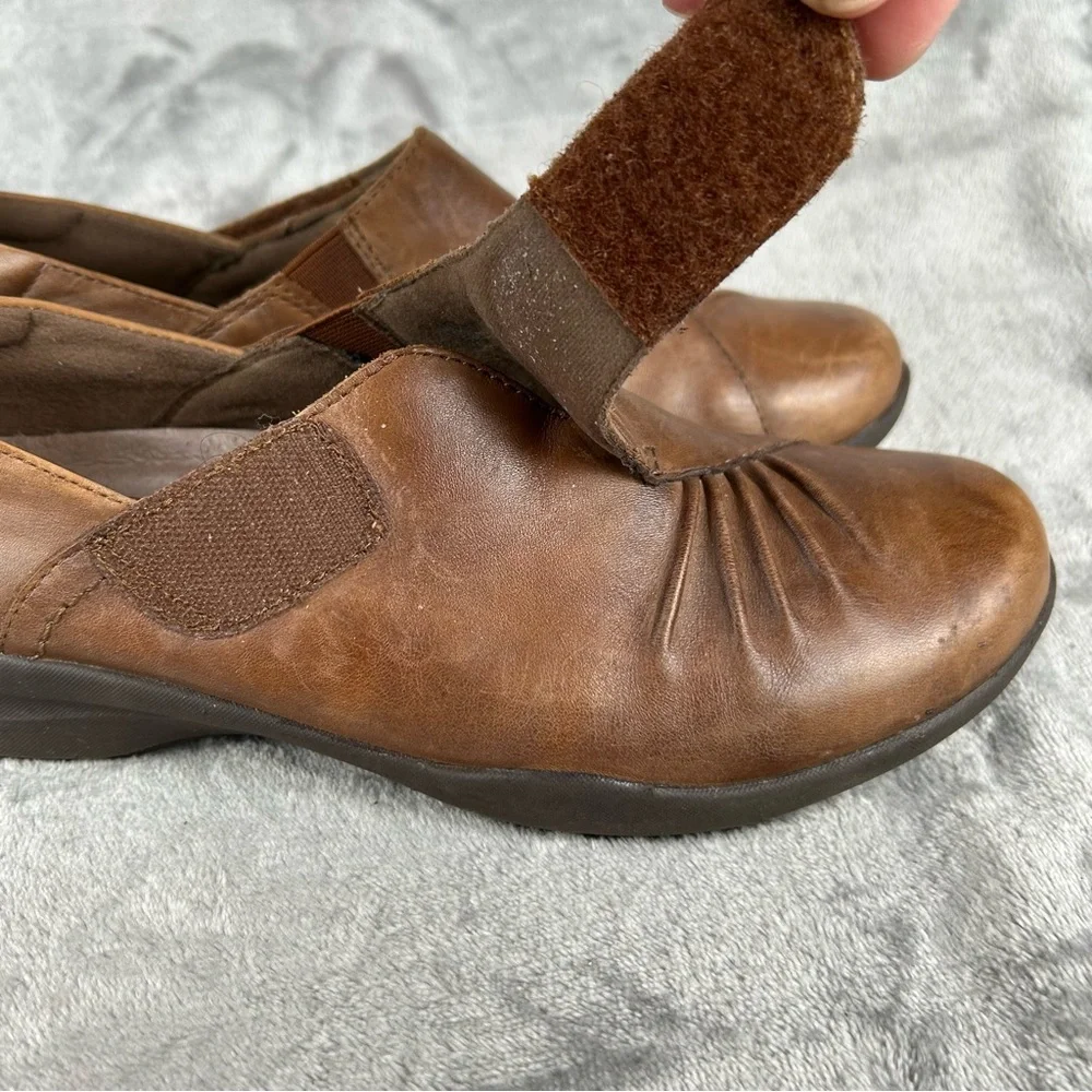 Earth Amity Loafers Womens 7.5 Brown Leather Comfort Flats‎ Shoes Adjust Strap